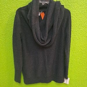 White + Warren Charcoal Cowl Neck Sweater
